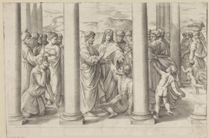 Saint Peter and John Healing a Lame Man in a Temple by Battista Franco