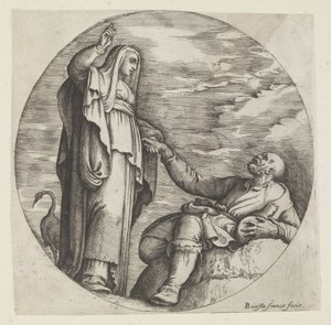 Religion Comforting a Poor Old Man by Battista Franco