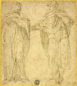 Two Standing Draped Figures (Saint John and the Magdalene?) by Battista Franco