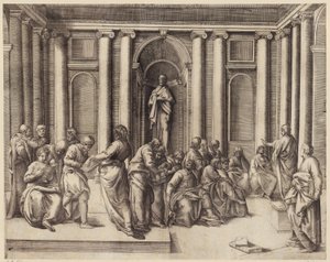 Twelve-Year-Old Jesus Discussing with the Temple Scholars by Battista Franco
