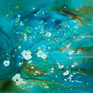 Teal Water Blossoms by Beata Brząkalik-Gburek