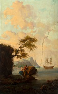 Second back room, meeting room, murals with rural scenes in classical style, around 1810, scene 5 by Belgian School