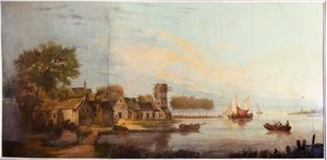 Meeting room, murals with rural scenes in classical style, probably from around 1810, scene 3 by Belgian School