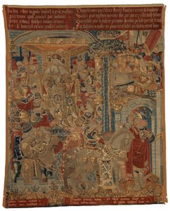 Tapestry, Three Scenes from the Trojan War, or Ulysses and Diomedes as Ambassadors at the Court of King Priam, Claiming the Return of Helen, Made in Tournai by Belgian School