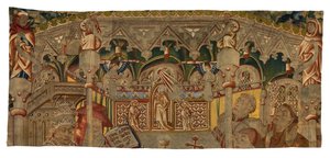 Tapestry fragment depicting A Miracle of the Holy Sacrament by Belgian School