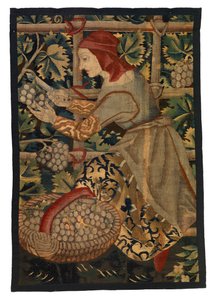 Tapestry Fragment Depicting Vintager, Possibly from Tournai by Belgian School