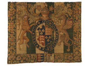 Tapestry with the Royal Arms of Edward VI and Arms of le Grys