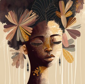Golden Floral Afro Beauty