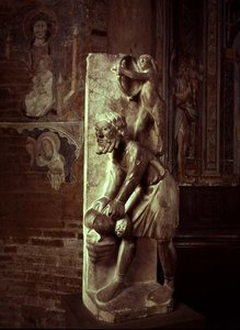 Pulling Turnips: November from a statuary calendar of the Labours of the Months by Benedetto Antelami