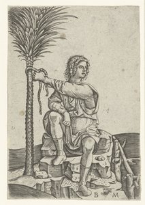 Man Sitting by Palm Tree