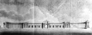 Perspective of Offices seen from the Great Court by Benjamin Dean Wyatt