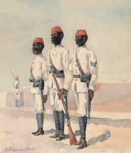 Sergeant and two Other Ranks from the 10th Sudanese Battalion, c.1889 by Benjamin Donisthorpe Alsop Donne