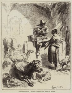 Shepherd seated at a Fountain by Benjamin Herring
