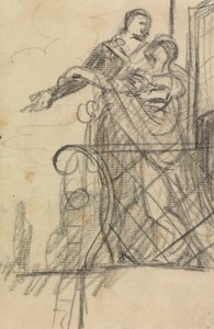 Study of Two Figures on a Balcony by Benjamin Robert Haydon