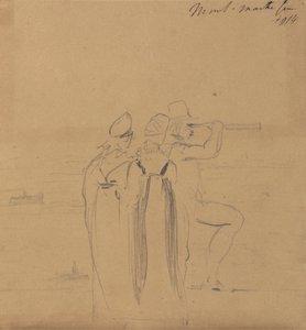 Study of a Man, Looking Through a Telescope, Accompanied by Two Women by Benjamin Robert Haydon