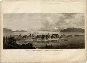 View of the Town and Harbour of Petropavlovsk-Kamchatsky from the Voyage to the Pacific Ocean by Benjamin Thomas Pouncey