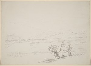 An Alpine Landscape with a Couple Seated by Trees Overlooking a Valley by Benjamin West