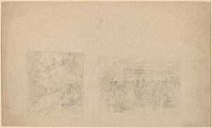 Study of Moses Striking the Rock and a Procession