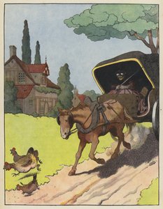 Chickens Startled by a Horse-Drawn Wagon by Benjamin Rabier