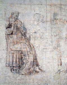 Marriage of Isaac and Rebecca, (detail of sinopia)