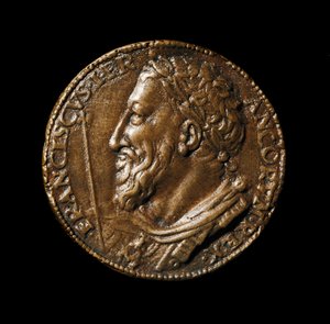 Bronze medallion with the effigy of King Francois I made by Benvenuto Cellini, 1538, Florence, Museo Nazionale del Bargello by Benvenuto Cellini