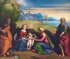 Holy Family with St Joachim and Anne by Benvenuto Tisi da Garofalo