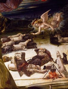 An angel and shepherds (detail) by Benvenuto di Giovanni
