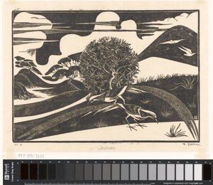 Two Pheasants in a Hilly Landscape by Bernard Essers (signed by artist)
