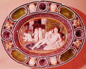 Oval plate depicting a female representing fertility by Bernard Palissy