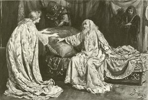 Miss Ellen Terry as Cordelia, Mr Henry Irving as King Lear by Bernard Partridge