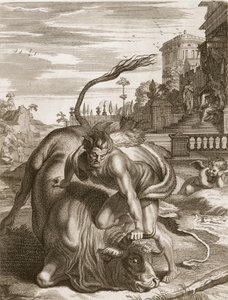 Achelous in the Shape of a Bull is Vanquished by Hercules, 1731 by Bernard Picart