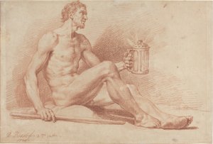 Male Nude with a Lamp (Diogenes) by Bernard Picart