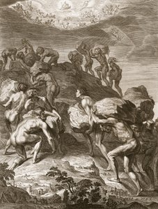 The Giants Attempt to Scale Heaven by Piling Mountains Upon Another, 1731 by Bernard Picart