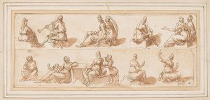 Sketch Sheet with Several Figures by Bernard Salomon