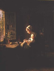 Mother and Child in an interior by a window