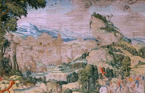 Flemish tapestry. Series The Passion of Christ. Fall on the way to Calvary. Second tapestry in the series. Models Cartoonist Bernard van Orley. Manufacture Pieter de Pannemaker, Brussels. Ca 1518-1523