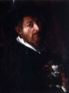 Self Portrait with a Dog by Bernardino Barbatelli Poccetti