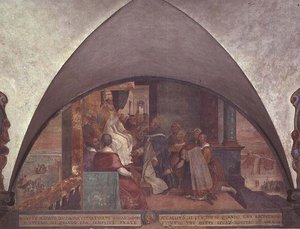 St. Antoninus Presents Himself to Pope Eugenius III as an Ambassador, Lunette