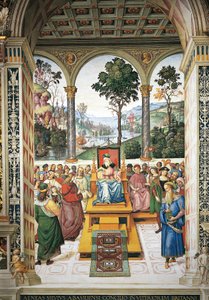 Enea Silvio Piccolomini delivering speech before King James I of Scotland (detail)