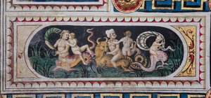 The Piccolomini Library, the Ceiling: Smaller Panel with Scene of Maritime Thiasus (Tritons, Putto and a Nereid), Fresco by Bernardino di Betto, Known as Pinturicchio