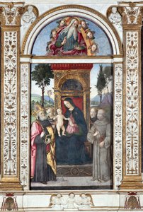 Virgin with child and St Augustine, St Francis and St Anthony of Padua - Fresco by Pinturicchio (Bernardino di Betto) (1454-1513) 1484-1492 Rome, Basilica di Santa Maria del Popolo (Church of Santa Maria del Popolo), Chapel Basso della Rovere Italy