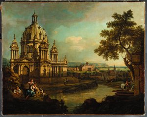 A Capriccio with a Domed Church and Buildings in Pirna