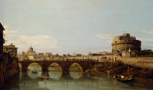View of the Tiber in Rome with the Castel SantAngelo, c.1743 by Bernardo Bellotto