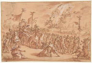 A Holy Bishop Kneeling Beside the Procession of a Roman Emperor