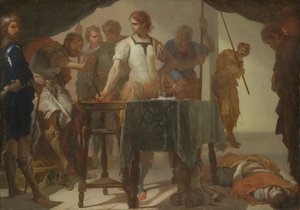 Mucius Scaevola Confronting King Porsenna by Bernardo Cavallino