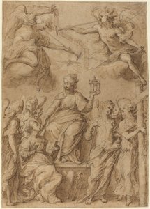 Ecclesia Surrounded by Angels Holding the Instruments of the Passion