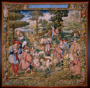 Flemish Tapestry. Series The Foundation of Rome: Faustulus Meets Romulus and Remus. Cartoonist Barend van Orley. Brussels Manufacture. 1525-1530 by Bernart van (attr. to) Orley