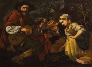 Guitar Player with Boy and Girl (Allegory of Hearing and Taste) by Bernhard Keil