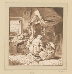 Peasant Interior with Two Women by Bernhard Schreuder