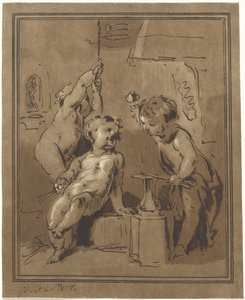Three Putti by an Anvil